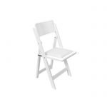 כיסא עץ מרופד מתקפל - לבן